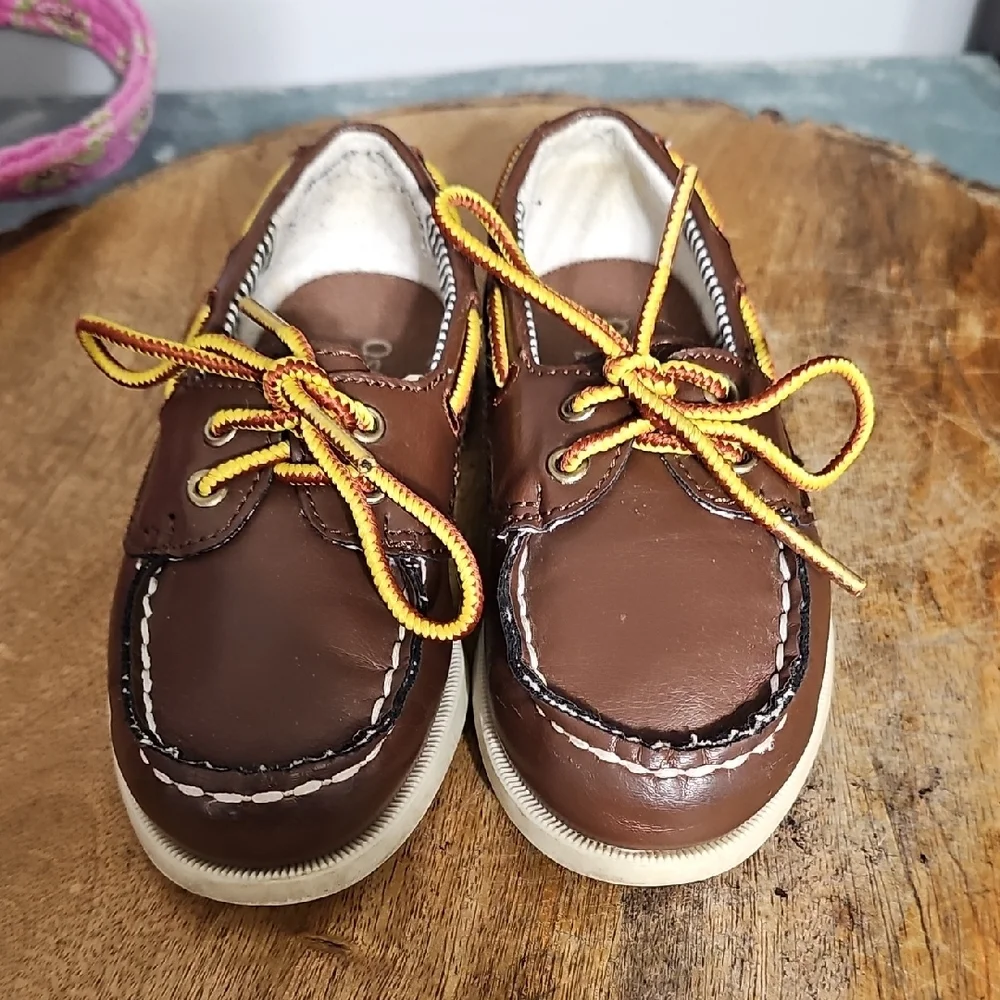 OshKosh B'gosh Brown Moccasins with Yellow Laces